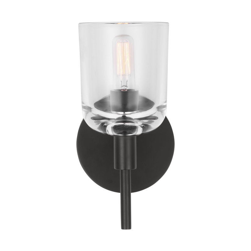 Thom Filicia Hartley Bathroom Bedroom Wall Fixture With Clear Shade, Aged Iron, 9.375" H x 4.625" W x 5.875" D, 1 Light