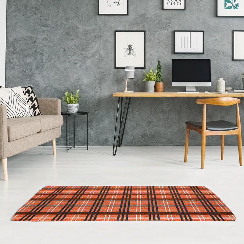 Tapis à carreaux orange, Rectangle 3 pi x 5 pi