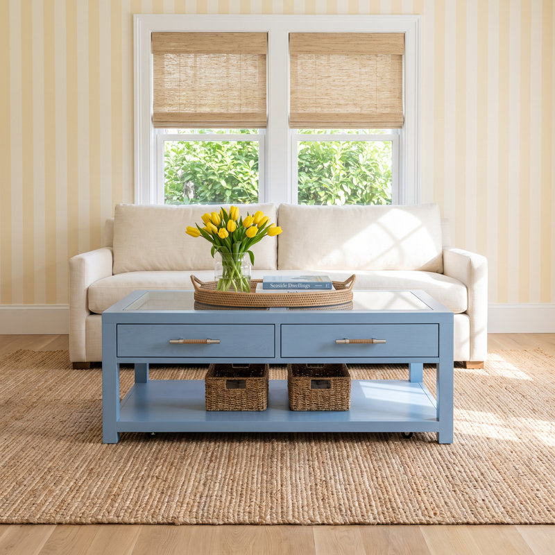 Silvia Blue Rectangular Coffee Table, Blue