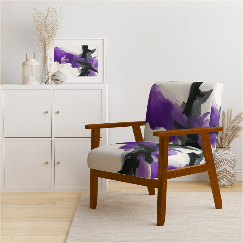 Chaise avec accoudoirs rembourrée Geometric IV, Velours rouge, Accoudoirs carrés bruns
