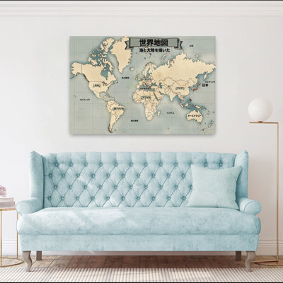 Art mural rétro, carte du monde rétro