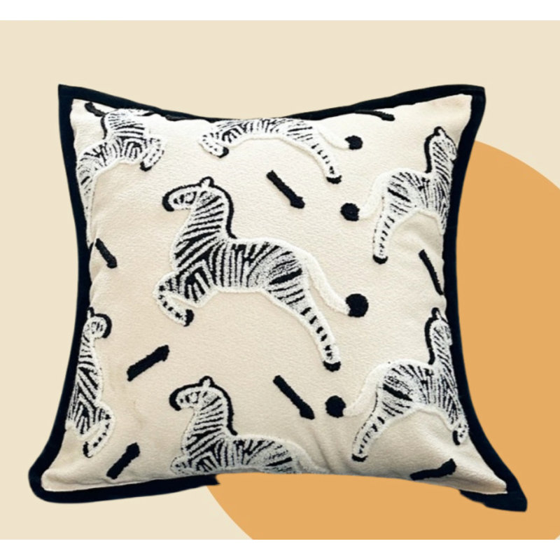 Black Square Cushion Cover, Animals