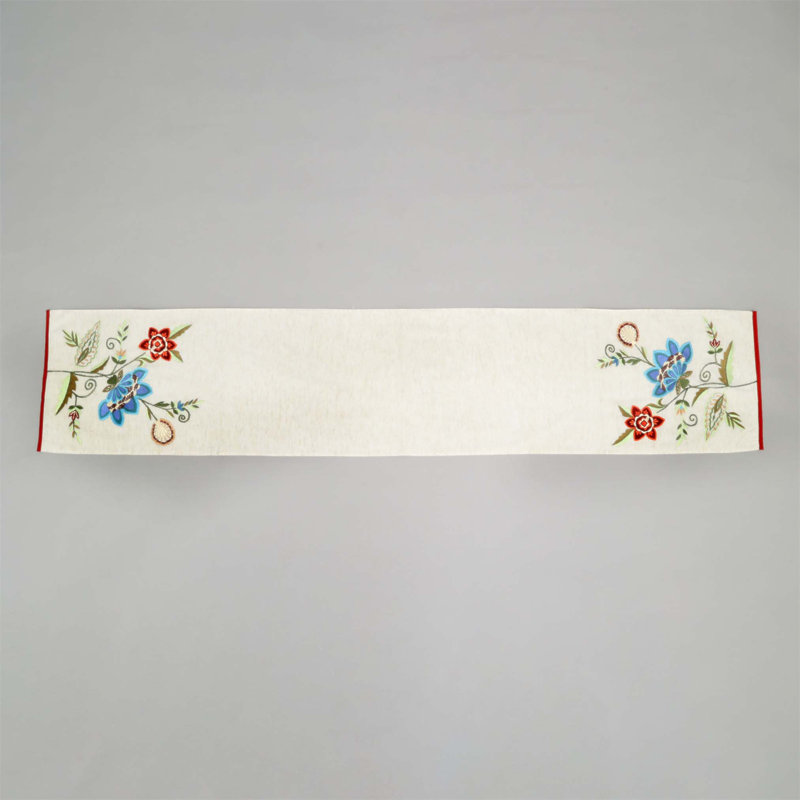 Chemin de table en coton brodé Blue Flower
