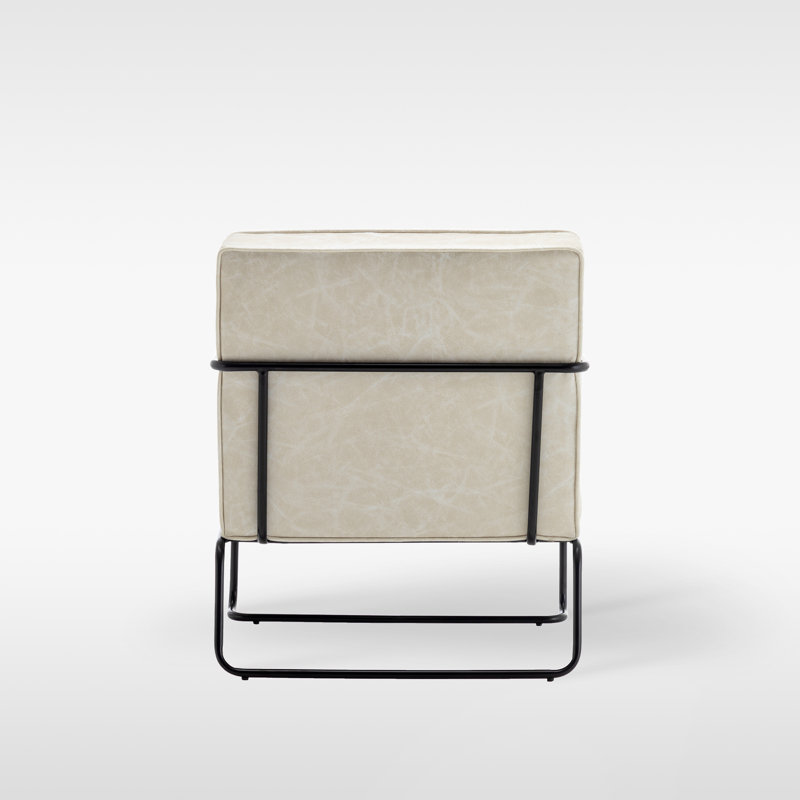 Chaise d'appoint industrielle en métal avec canalisation horizontale, Polyester ivoire
