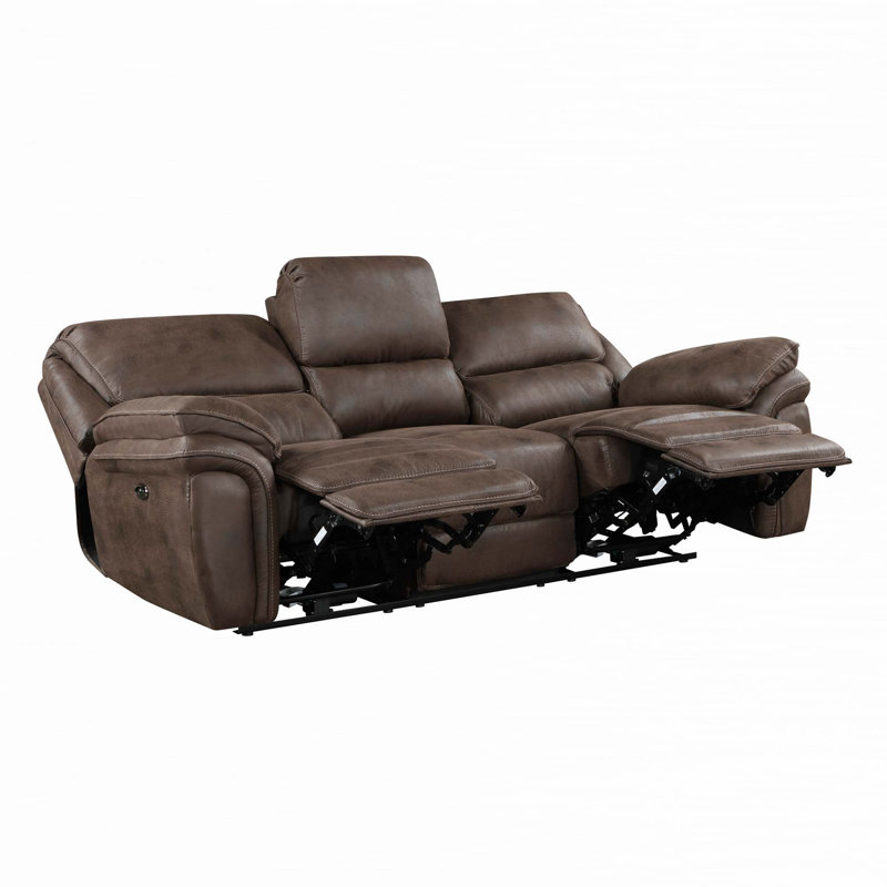 Ensemble de canapé inclinable de salon avec port USB, Brun