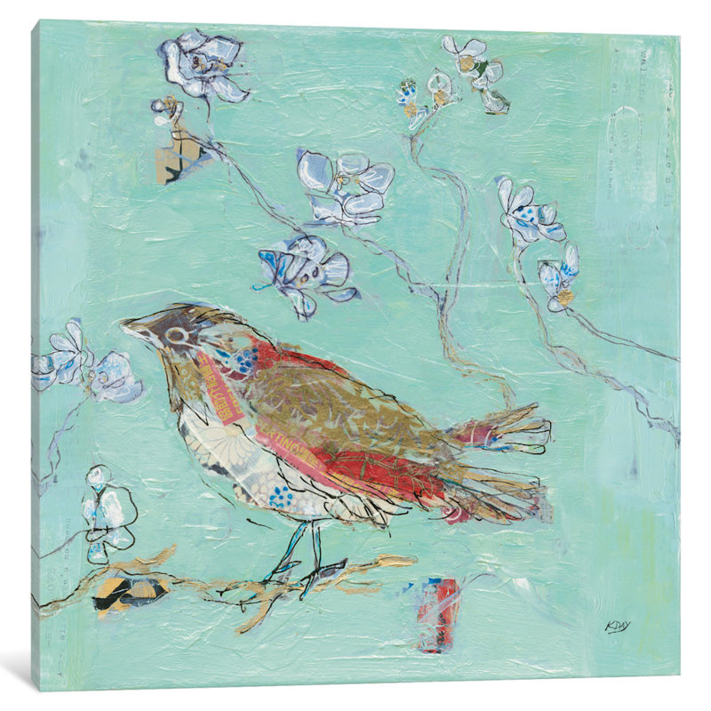 «Aqua Bird» par Kellie Day - estampe numérique sur toile tendue avec châssis, H 26 po x l 26 po x P 1,5 po, Toile tendue