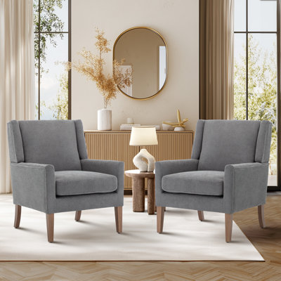 28.35'' Wide Wing Back Upholstered Accent Armchair (Set of 2)