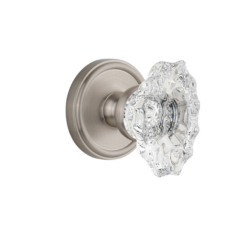 Grandeur Georgetown Rosette Passage with Biarritz Crystal Door Knob, Satin Nickel, 2 3/4"