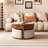 31.5" Lift Top Round Coffee Table Set, Mid-Century Solid Wood Storage Cocktail Table Complete with 3 Upholstered Fabric Stools for Living Room-508549573