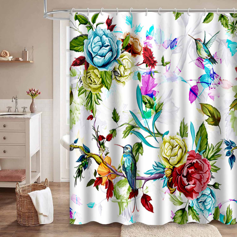 Rideau de douche avec 12 crochets Humming Bird, 72" L x 78" W