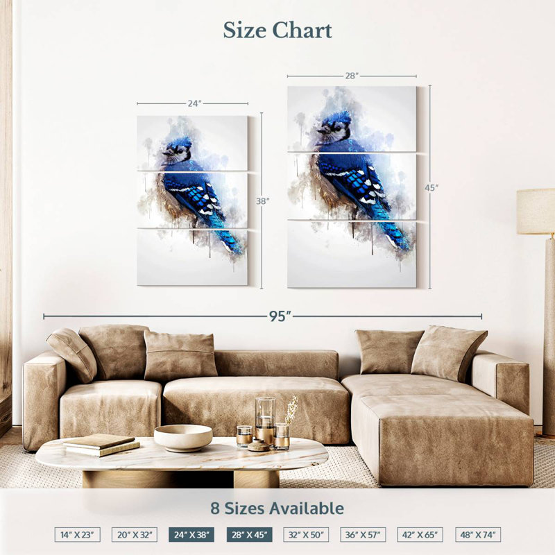 Brampt Blue Jay Bird, 38" H x 24" W