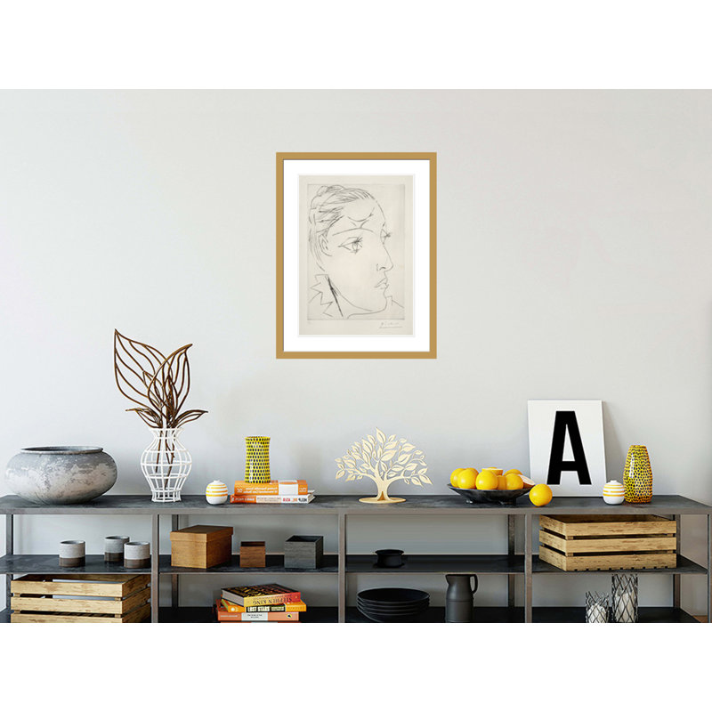 Portrait de Dora Maar dans un chignon par Pablo Picasso, impression giclée encadrée, H 29,5 po x l 22,92 po