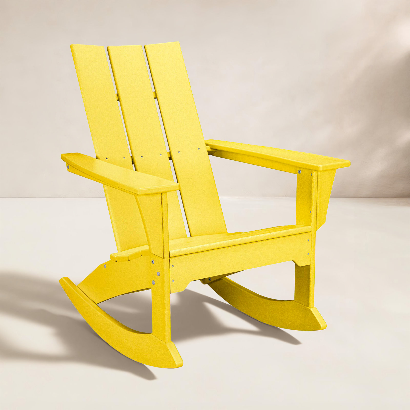 POLYWOOD® Modern Rocking Adirondack Chair, Lemon