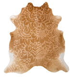 Isola Hide Cowhide Oriental Area Rug in Gold/Brown