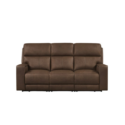 Top-Grain Leather Power Reclining Sofa with Adjustable Power Headrest and Zero Gravity