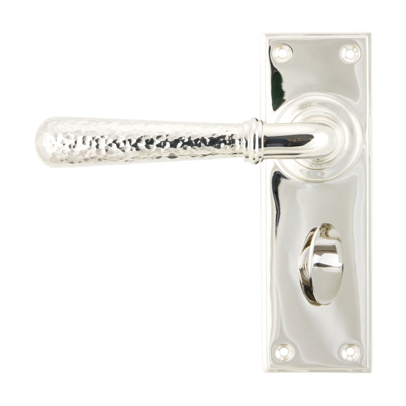 Hammered Newbury Double Dummy Door Handle, Polished Nickel