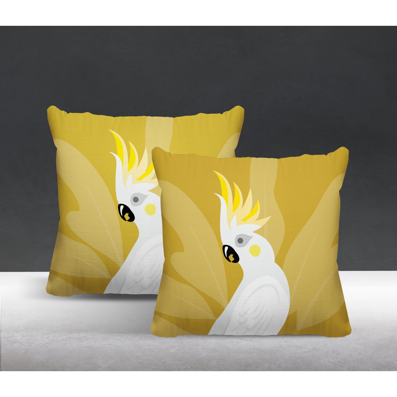 Coussin intérieur / extérieur Catoo Bird, L 17 po x H 17 po, Jaune