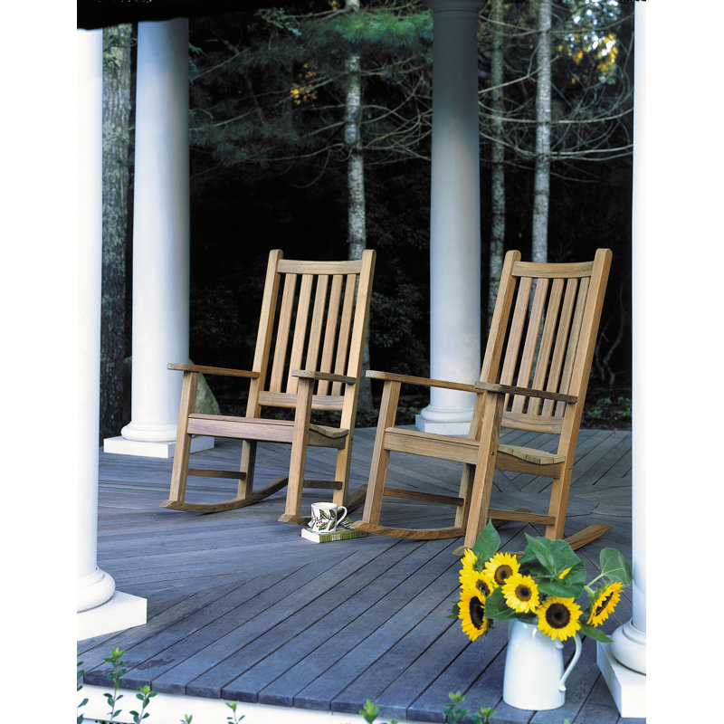 Charleston Teak Outdoor Rocker Chair, Ash