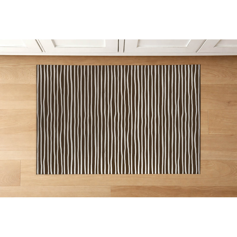 Tapis de cuisine Ribbon Play, Rectangle 3' x 5', Mocha Brown Striped