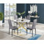 Tierra Modern Chrome Metal & Glass Round Dining Table Set with 4 Quilted Velvet Chairs-88388995-88389003-88389013