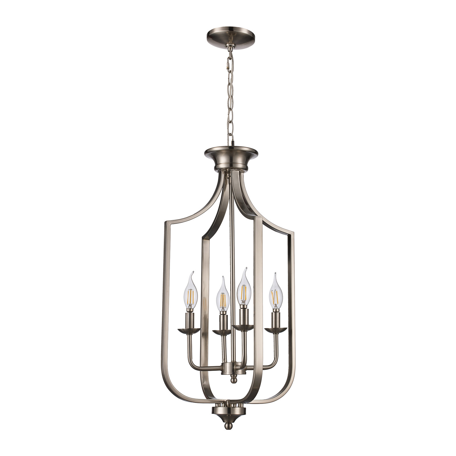 Baril 4 - Light Lantern Empire Chandelier, Brushed Nickel, Medium