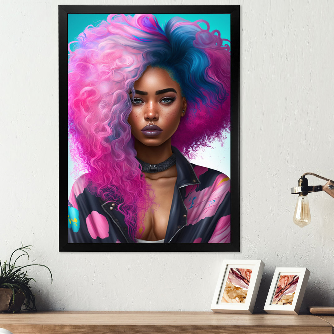 " Pink And Blue African American Woman II " Design Art