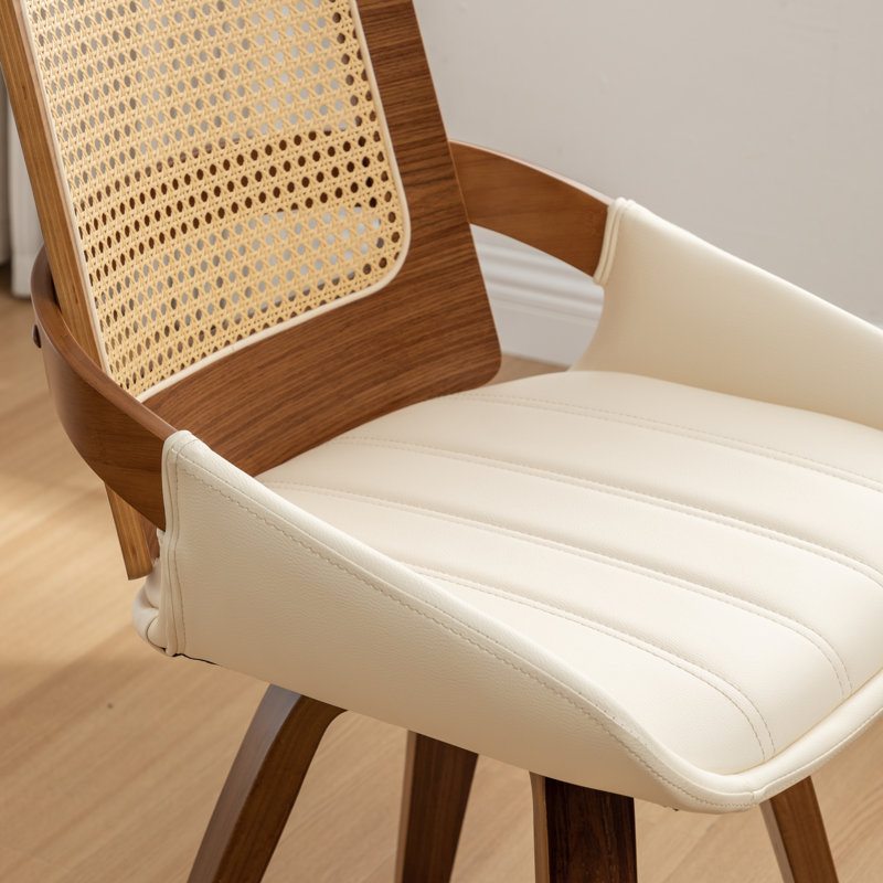 Chaise de bureau pivotante rembourrée en similicuir de 23,2 po Gemi, Beige