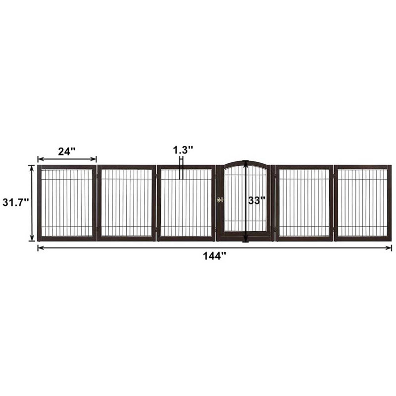 Free Standing Pet Gate With Door, Espresso