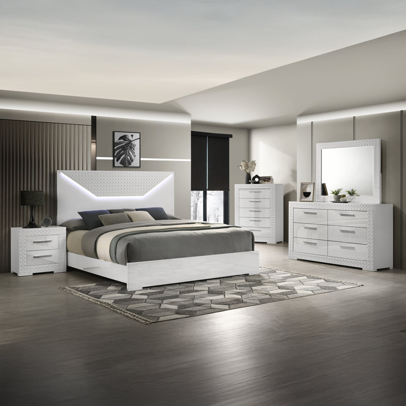 Ensemble de chambre à coucher 5 pièces Seok, Très grand