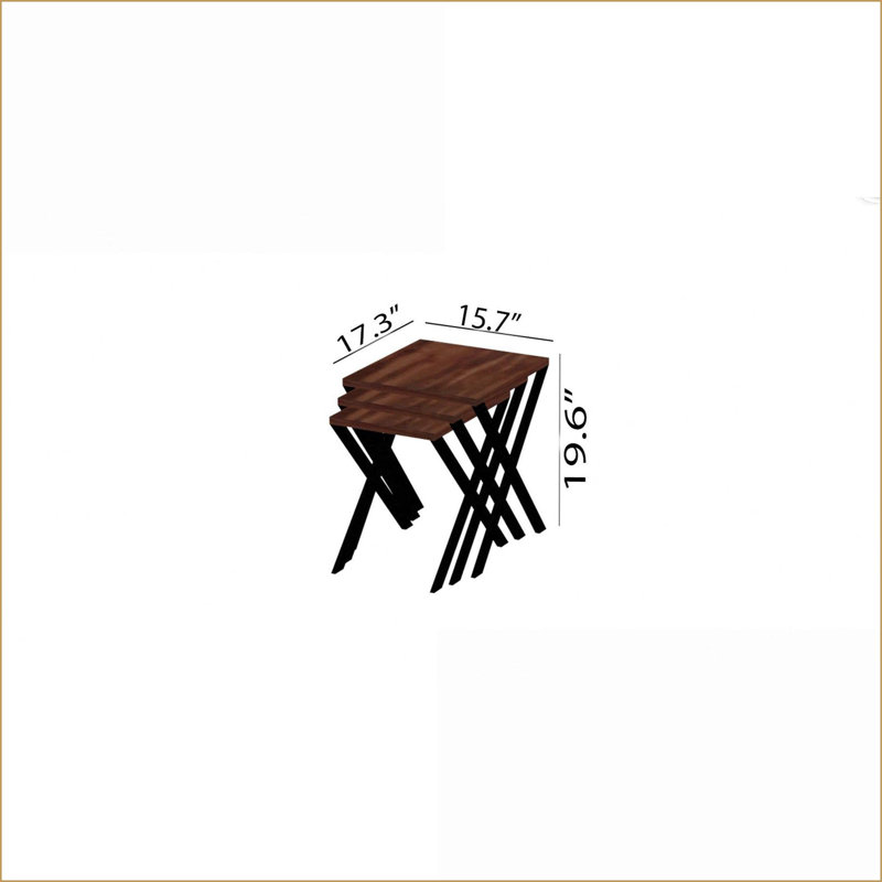 Ensemble de 3 tables basses gigognes blanches avec pieds en métal Base en bois - peu encombrante pour le salon