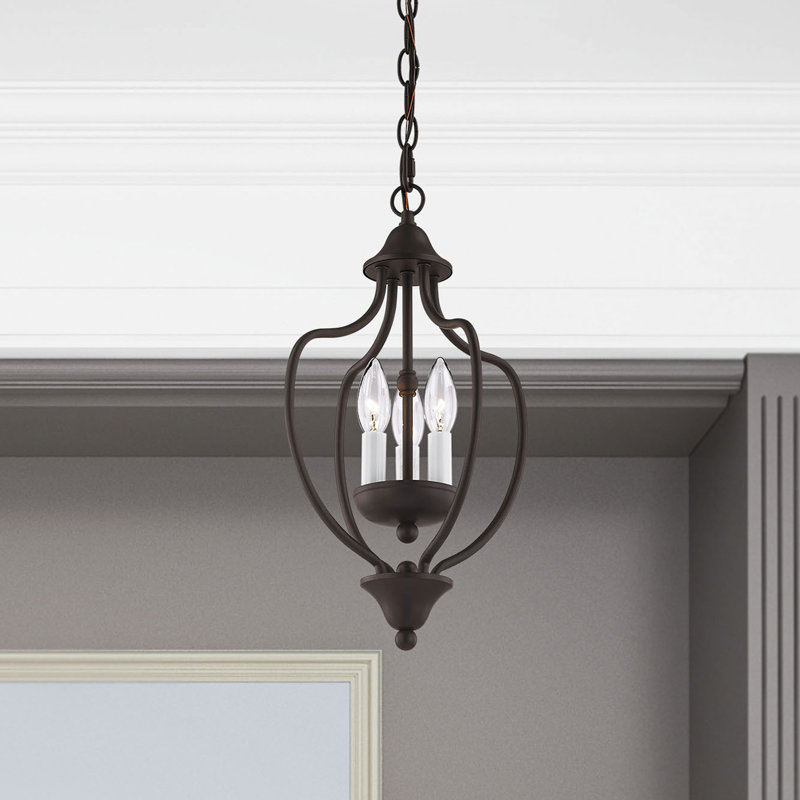 Luminaire suspendu géométrique unique à 3 lumières Maynes, Bronze