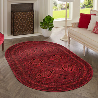 Amro Oriental Deep Red Area Rug