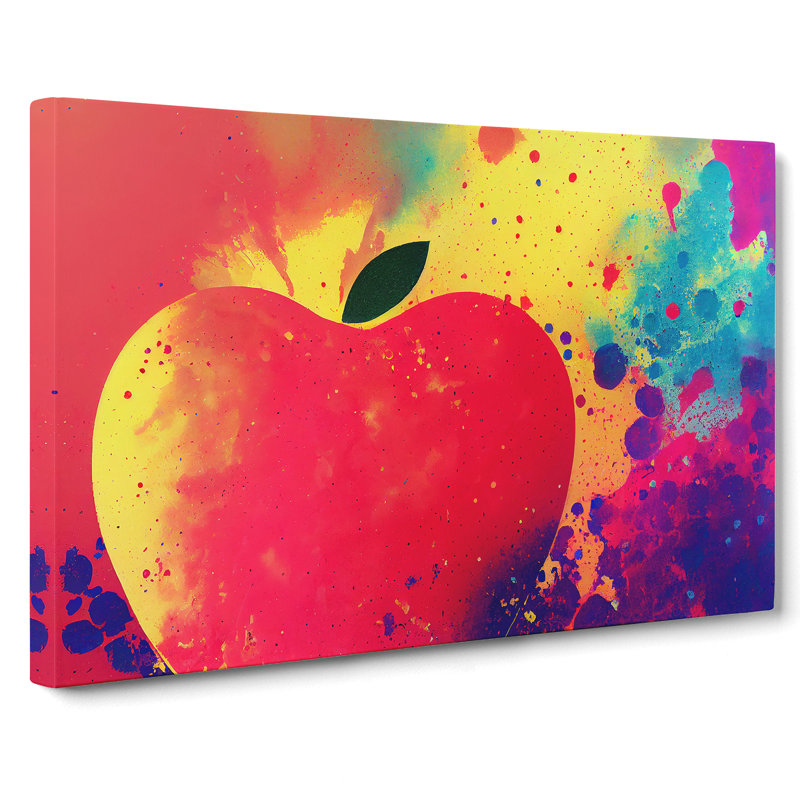 Apple Fruit Paint Splatter Vol.1 Abstract - Wrapped Canvas, 50cm H x 76cm W x 3cm D