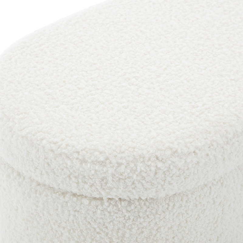 Morganstern Sherpa Fabric Upholstered Oval Storage Bench with Metal Legs
