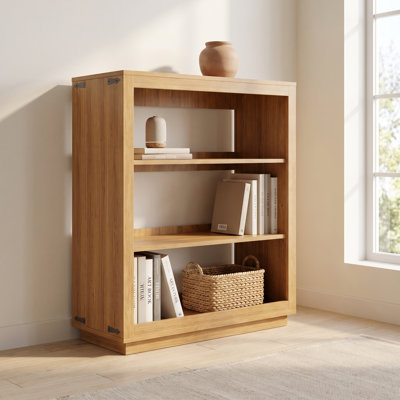 Rustic Oak Modular 3-Tier Open Bookcase, DIY Stackable Display Storage Unit