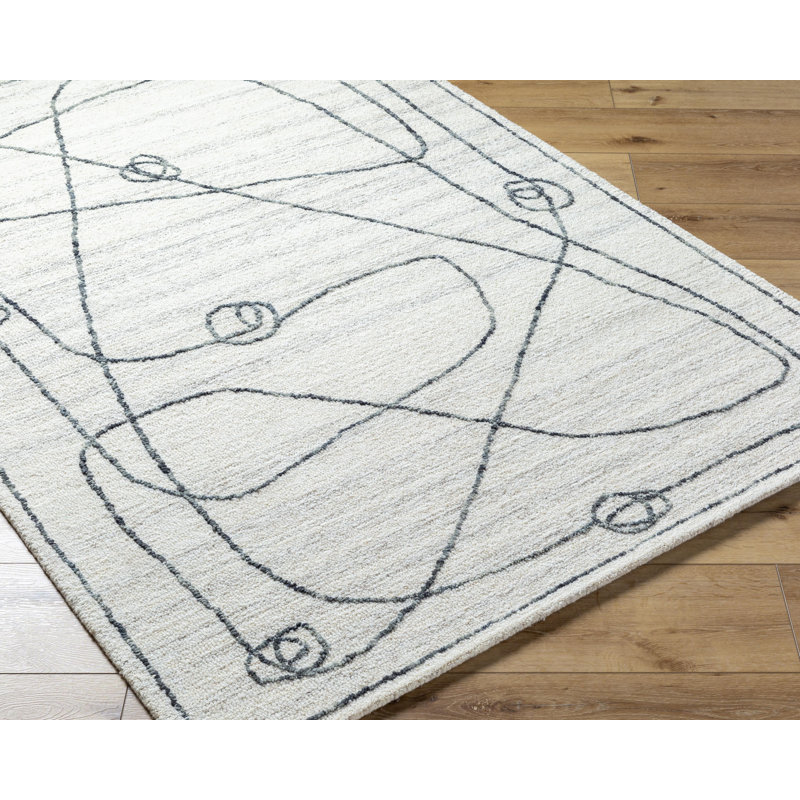 Jules Wool Abstract Area Rug in Gray, Rectangle 2' x 3'