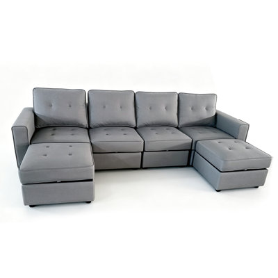 Canapé modulaire modulaire avec rangement en U, brun