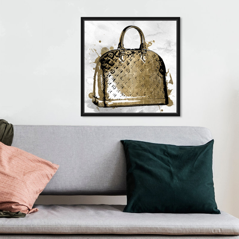 «LV Gold», impression sur toile, Toile avec cadre noir, H 20 po x l 20 po