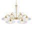 32,28 po Lustre 6 lumières Mid-Century moderne en or brossé avec abat-jour en verre plissé transparent et décorations en perles de cristal pour le salon, la salle à manger, le vestibule