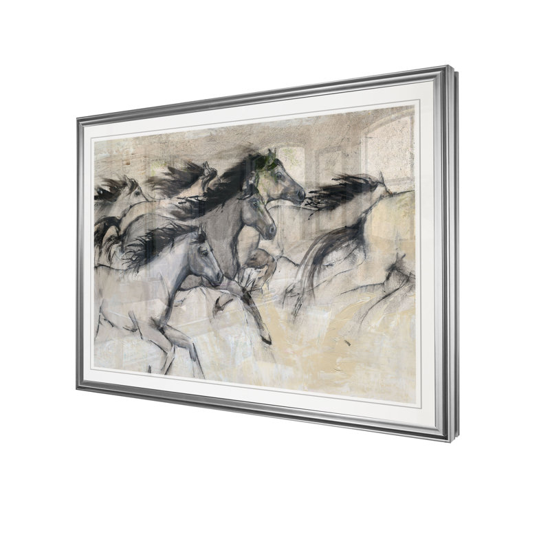 «Horses in Motion I», reproduction, H 20 po x l 24 po x P 1,5 po, Cadre argenté