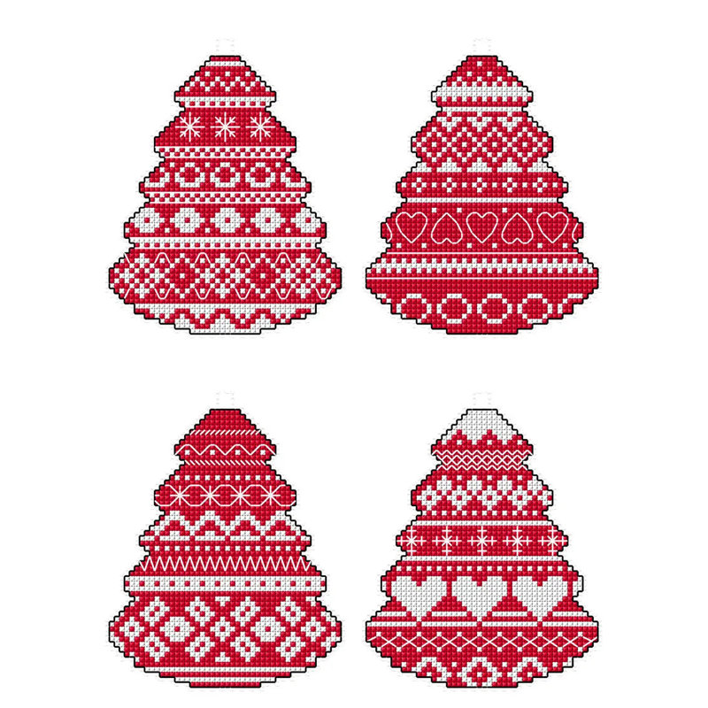 Scandinavian Christmas Trees 187CS, ensemble de point de croix compté avec toile en plastique