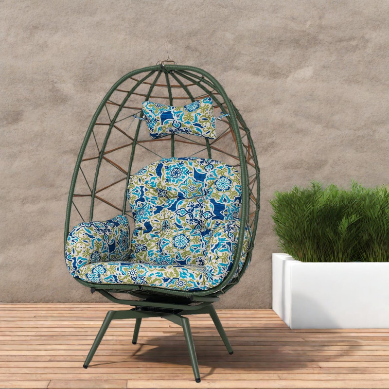 Swivel Patio Lounge Chairs, Pe Rattan Steel Modern Indoor Outdoor