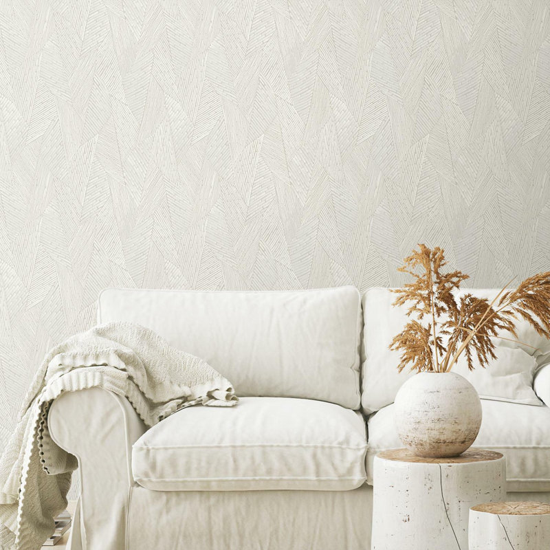 Peel & Stick Geometric Roll, Taupe/White