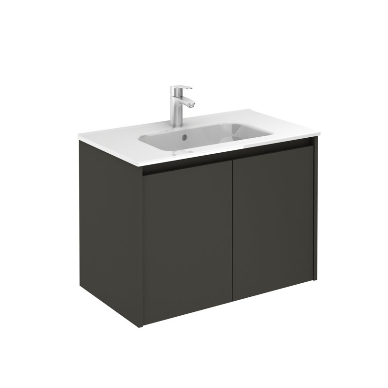 Mallie 32'' Single Bathroom Vanity with Ceramic Top, Anthracite