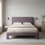 Lit rectangulaire moderne et minimaliste capitonné, Queen, lin violet-1164393412-1164393409