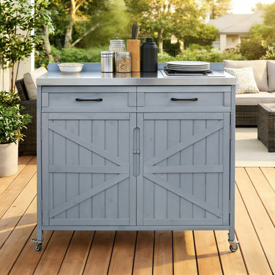 39.4" Outdoor Kitchen Island With Stainless Table Top
