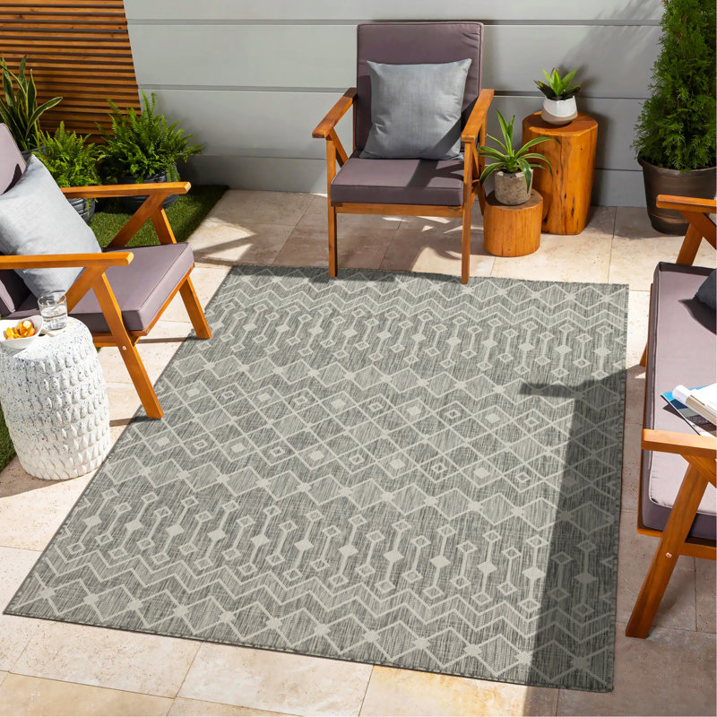 Silver Indoor/Outdoor Area Rug, Rectangle 7'10" x 10'3"
