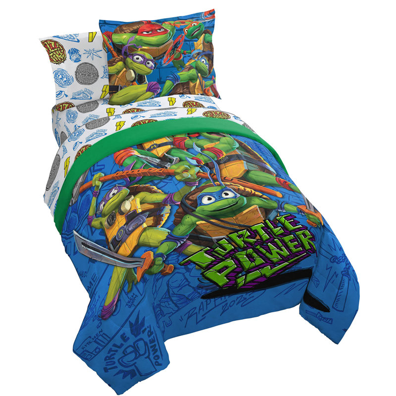 Paramount Nickelodeon TMNT Mutant Mayhem 7 Piece Full Bed Set With Sham