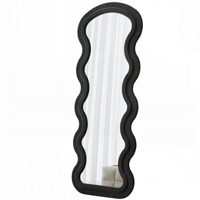 Wavy Flannel Full-Length Mirror with Durable Wooden Frame and Soft Padding