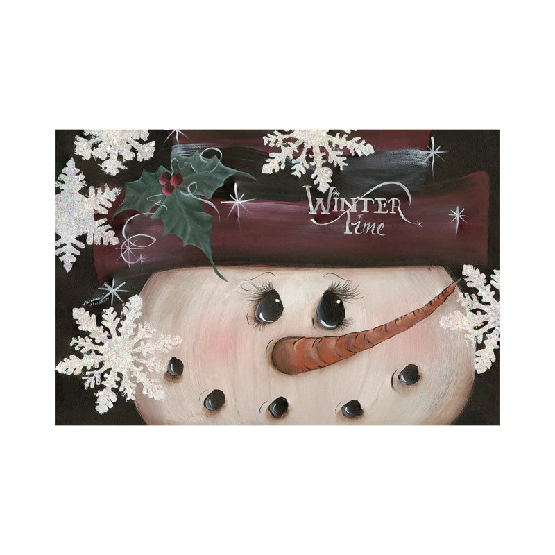 «Winter Time Snowman», reproduction d'art sur toile tendue